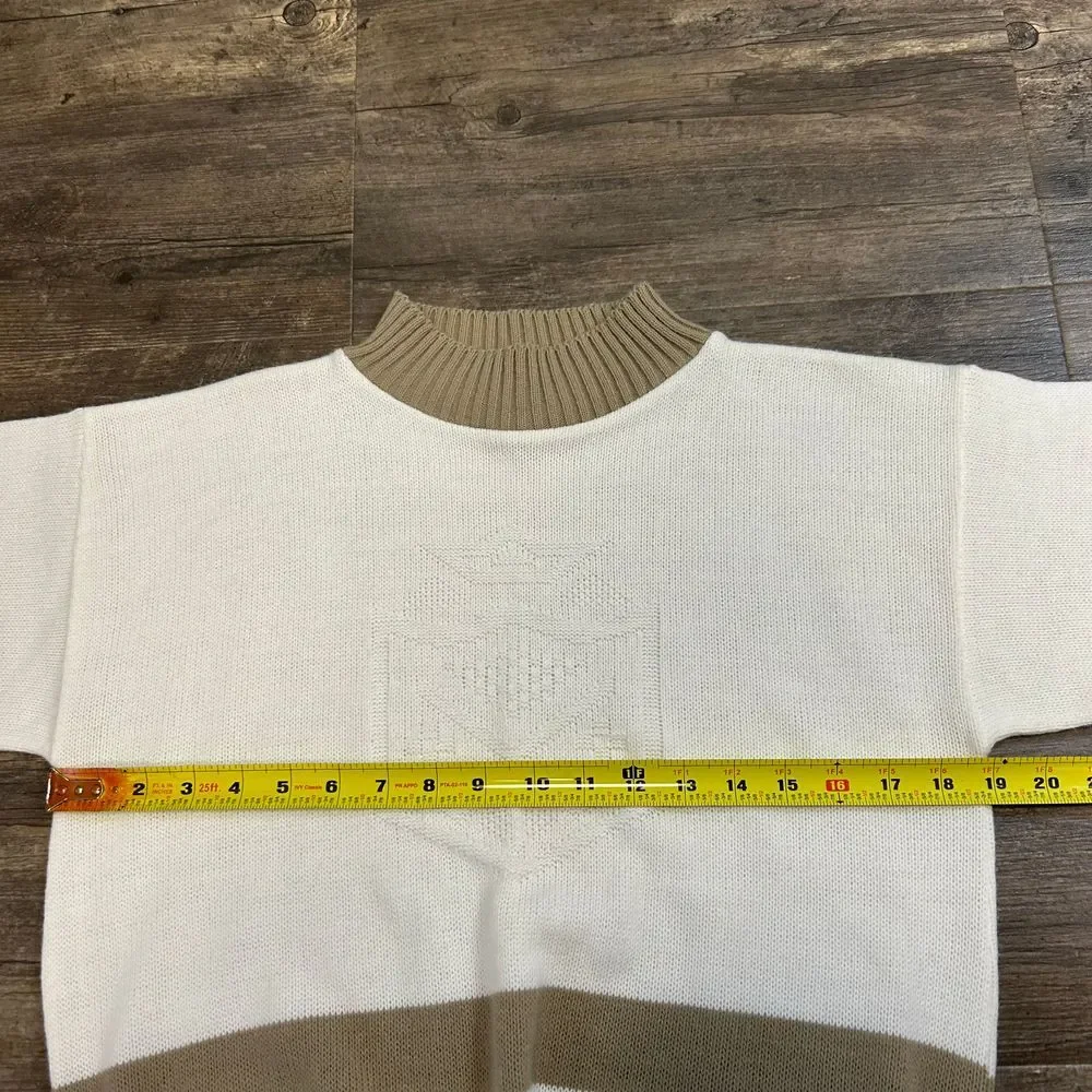 Vintage Teasers Women Sweater High Neck Made‎ In USA Stripes NO SIZE TAG (422)
